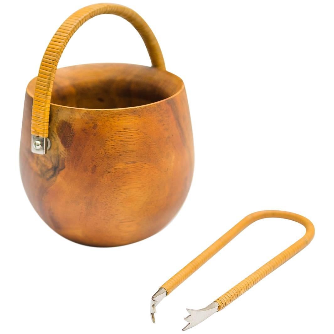 Auböck Wood Sugar Bowl with Sugar Pincer