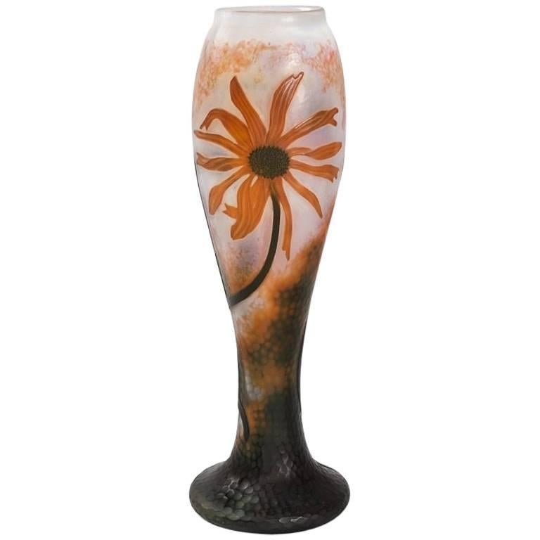 Cameo Glass Vase by Daum For Sale