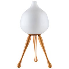 Scandinavian Table Lamp by in Oak and Opaline Glass by Luxus, Sweden