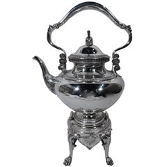 Early Tiffany Sterling Silver Hot Water Kettle on Stand 