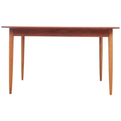 Vintage Mid-Century Modern Scandinavian Dining Table in Teak and Oak, 4/8 Seats 