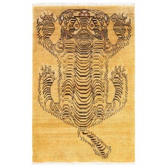 Vintage Mid Century Chinese Tiger Rug 