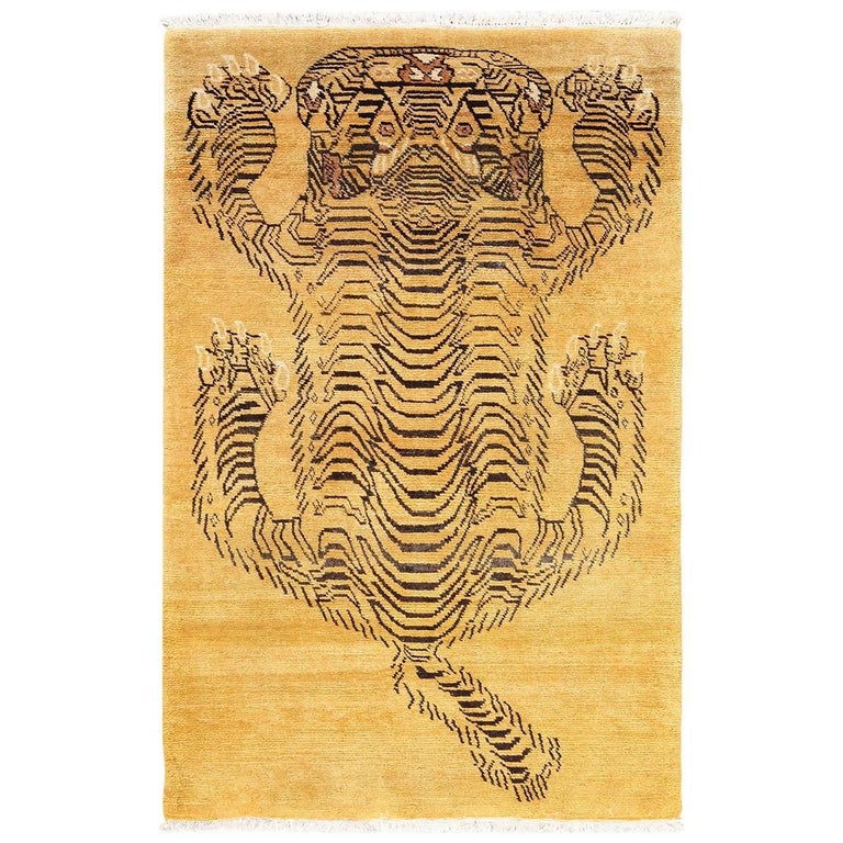 Vintage Mid Century Chinese Tiger Rug at 1stDibs