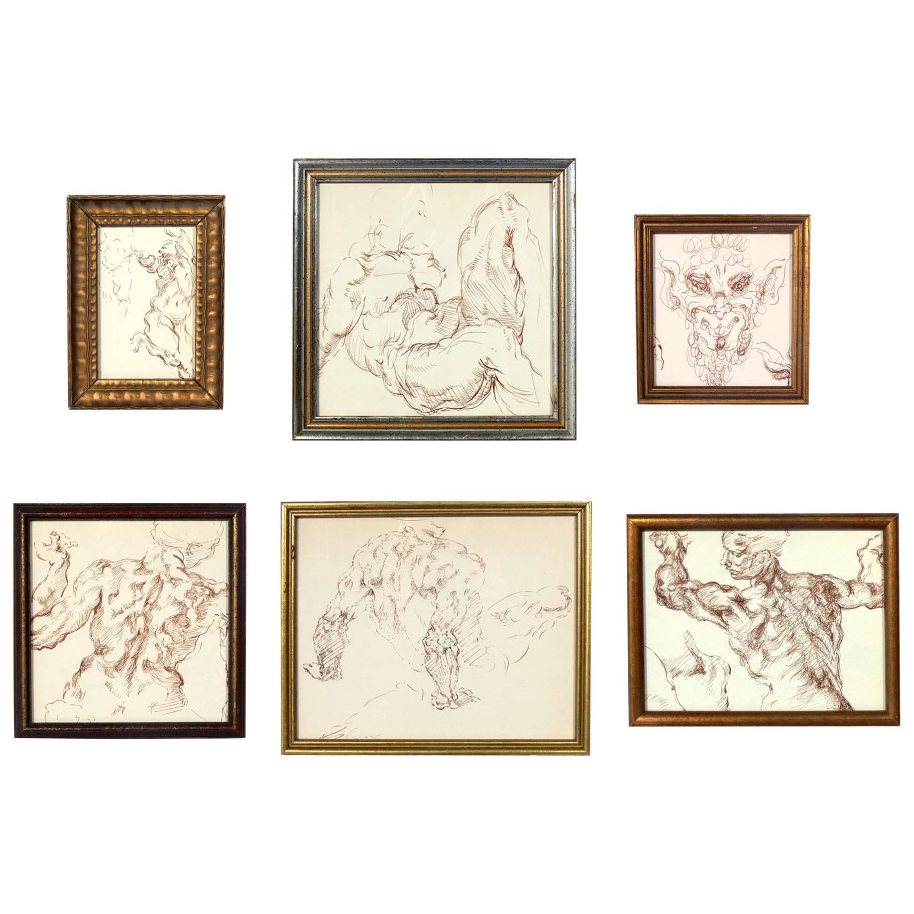 Selection of Old Master Style Figural Drawings by Ana Rosa de Ycaza