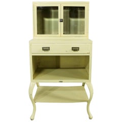 Petite Industrial Antique Medical Apothecary Cupboard with Cabriole Legs