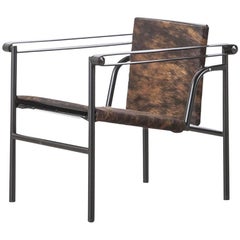 Cassina LC1 Pampas Armchair, Pampas Hairy Skin with Black Leather Armrests