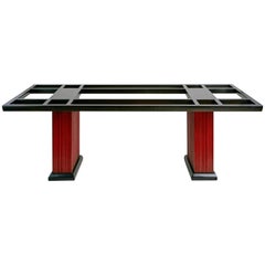 Paul Frankl Combed Wood and Pebble Glass Dining Table, circa 1950