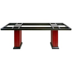 Paul Frankl Combed Wood and Pebble Glass Dining Table, circa 1950