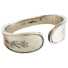 Retro Hans Hansen Sterling Silver Napkin Ring with Flower Motif
