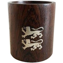 Hans Hansen Round Cup in Rosewood with Sterling Silver Lions