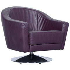 Ewald Schillig Designer Armchair Leather Aubergine Couch Modern