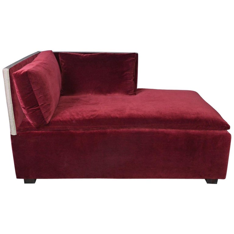 Contemporary VelvetCovered Chaise Longue For Sale at 1stDibs