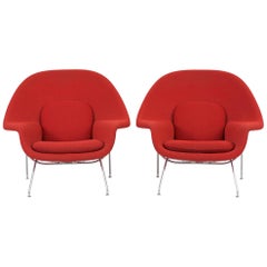 Set of Eero Saarinen Womb Chairs in Knoll Boucle Fabric