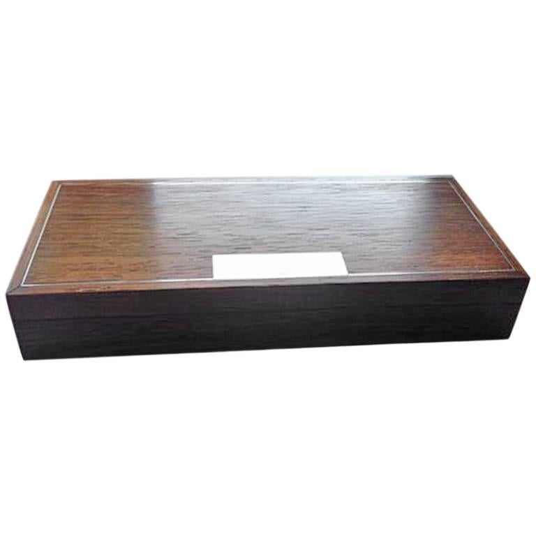 Hans Hansen Sterling Silver and Rosewood Box For Sale