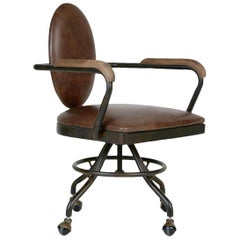 Industrial Style Oval Back Desk Chair, circa 1930