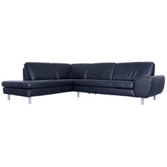 Willi Schillig Designer Corner Sofa Leather Black Couch Modern