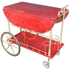 Aldo Tura Red Parchment Bar Cart