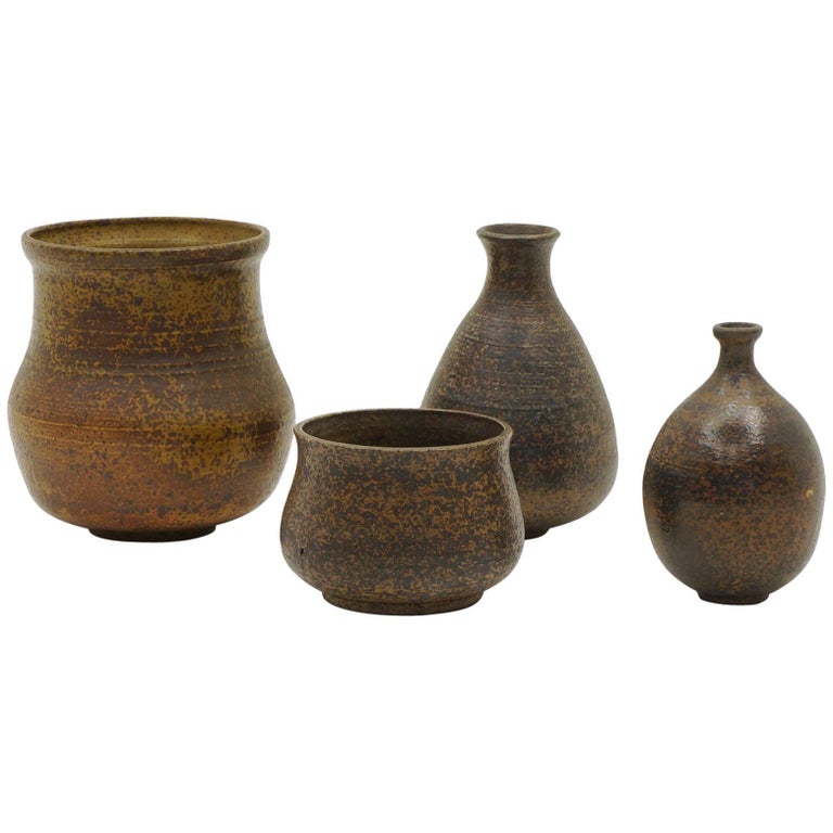 Small Pottery Vases, Set of Four For Sale at 1stDibs