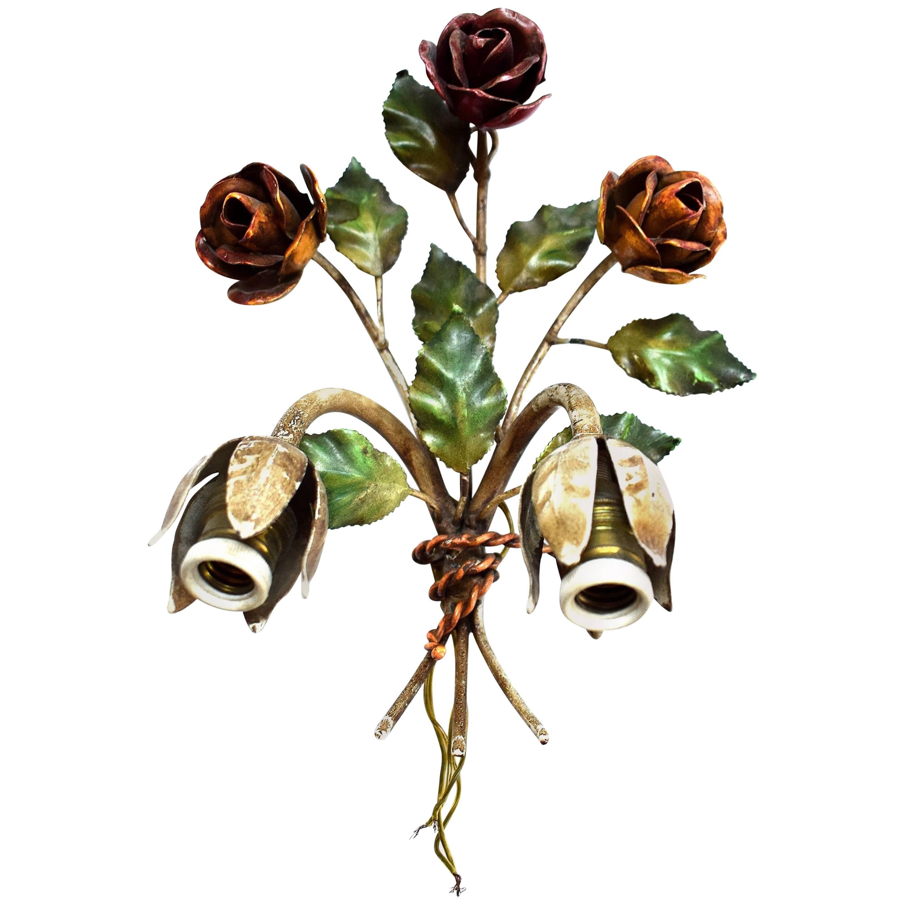 Exclusive Floral Art Nouveau Wall Lamp For Sale