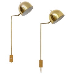 Pair of Brass Wall Lamps, Model G-075, Bergboms, Sweden, 1960s