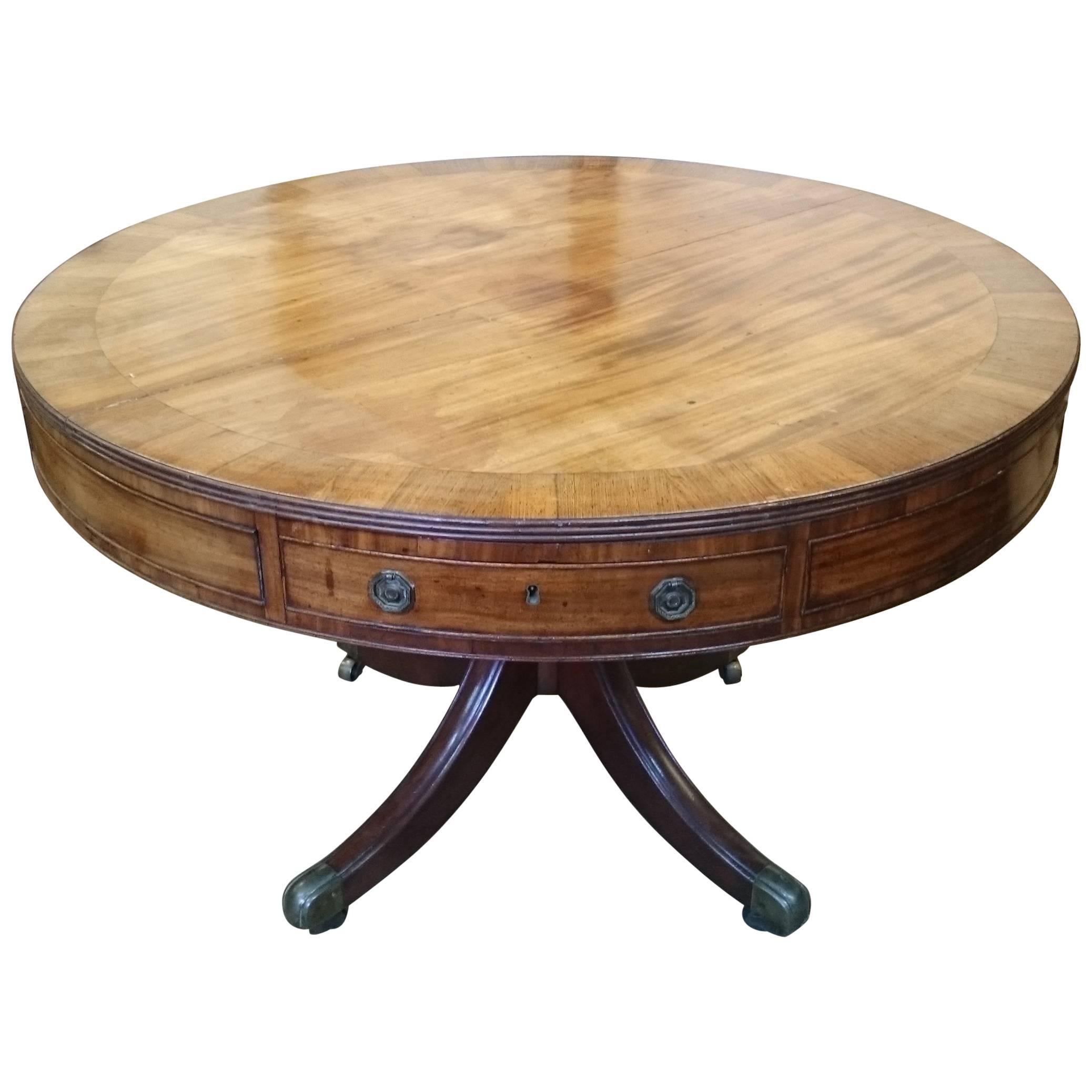 18th Century George III Period Mahogany 'Drum' Library Table