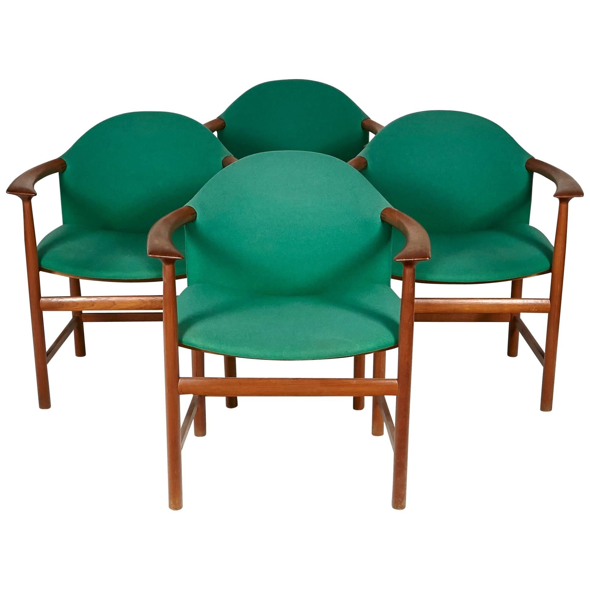 Danish Teak Sculpted Armchairs, Set of Four For Sale