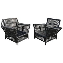 Stick Wicker Lounge Chairs 