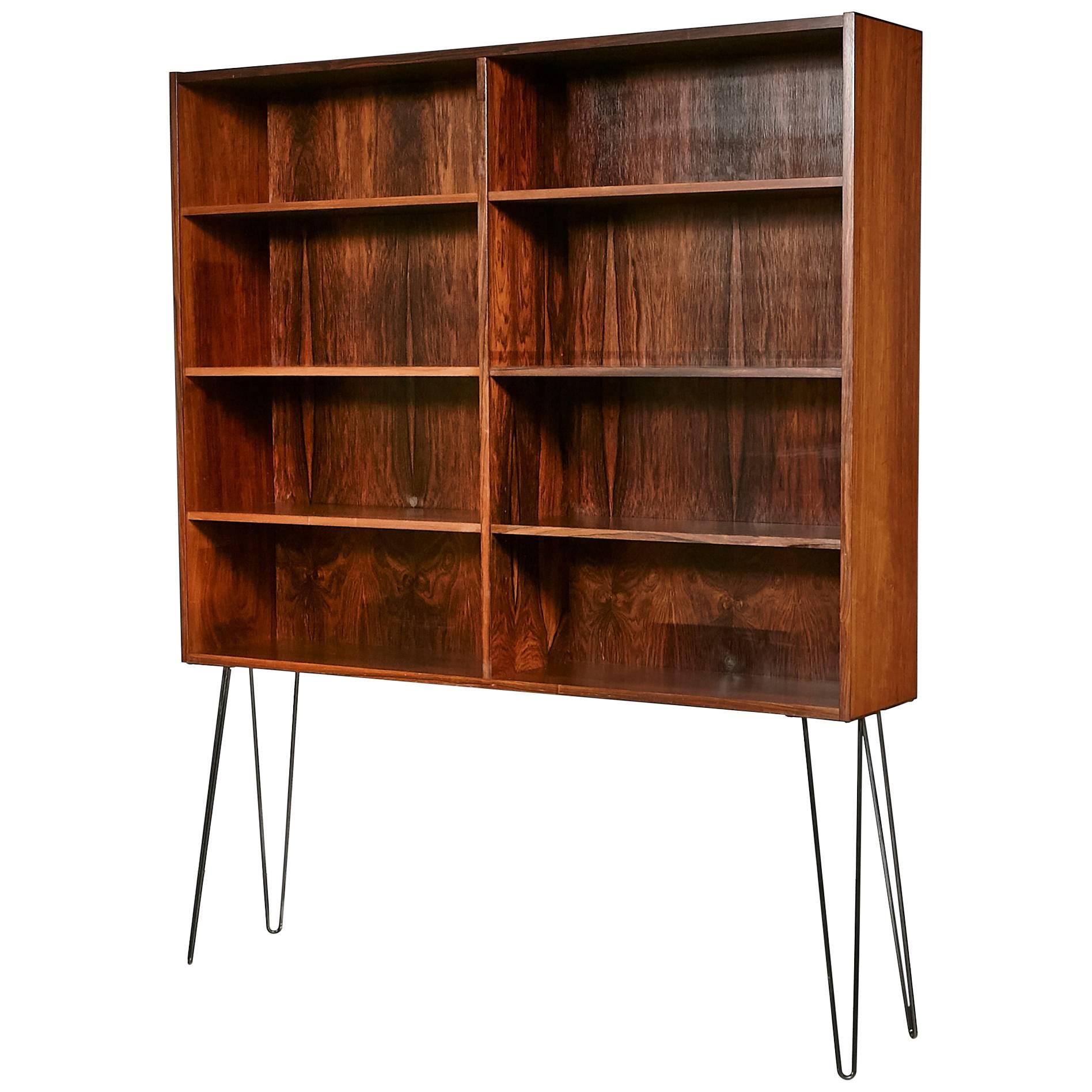 Danish Rosewood Bookcase with Iron Legs For Sale