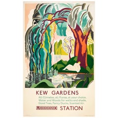 Original Vintage London Transport Poster for Kew Gardens by London Underground