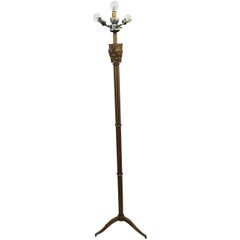 Vintage Neoclassical Floor Lamp with Heads Decor, circa 1940