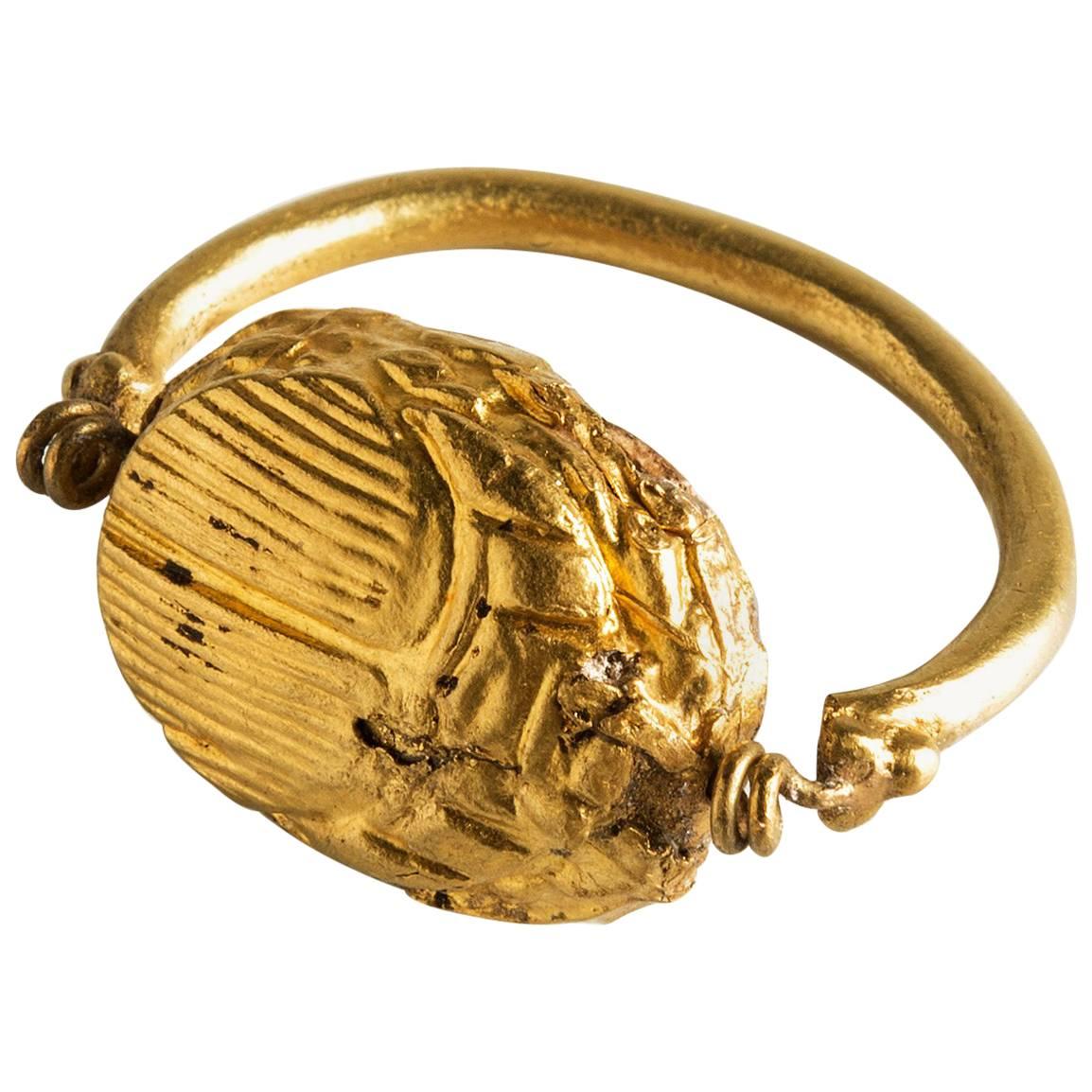 Phoenician 22 Karat Gold Scarab Ring, Fine Ancient Jewelry For Sale