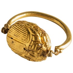 Antique Phoenician 22 Karat Gold Scarab Ring, Fine Ancient Jewelry