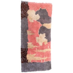Little Art Deco Woolen Carpet, Handmade, circa 1930