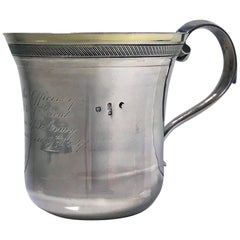 Antique Regimental Spanish Colonial Silver Mexican 19th Century Mug, circa 1847