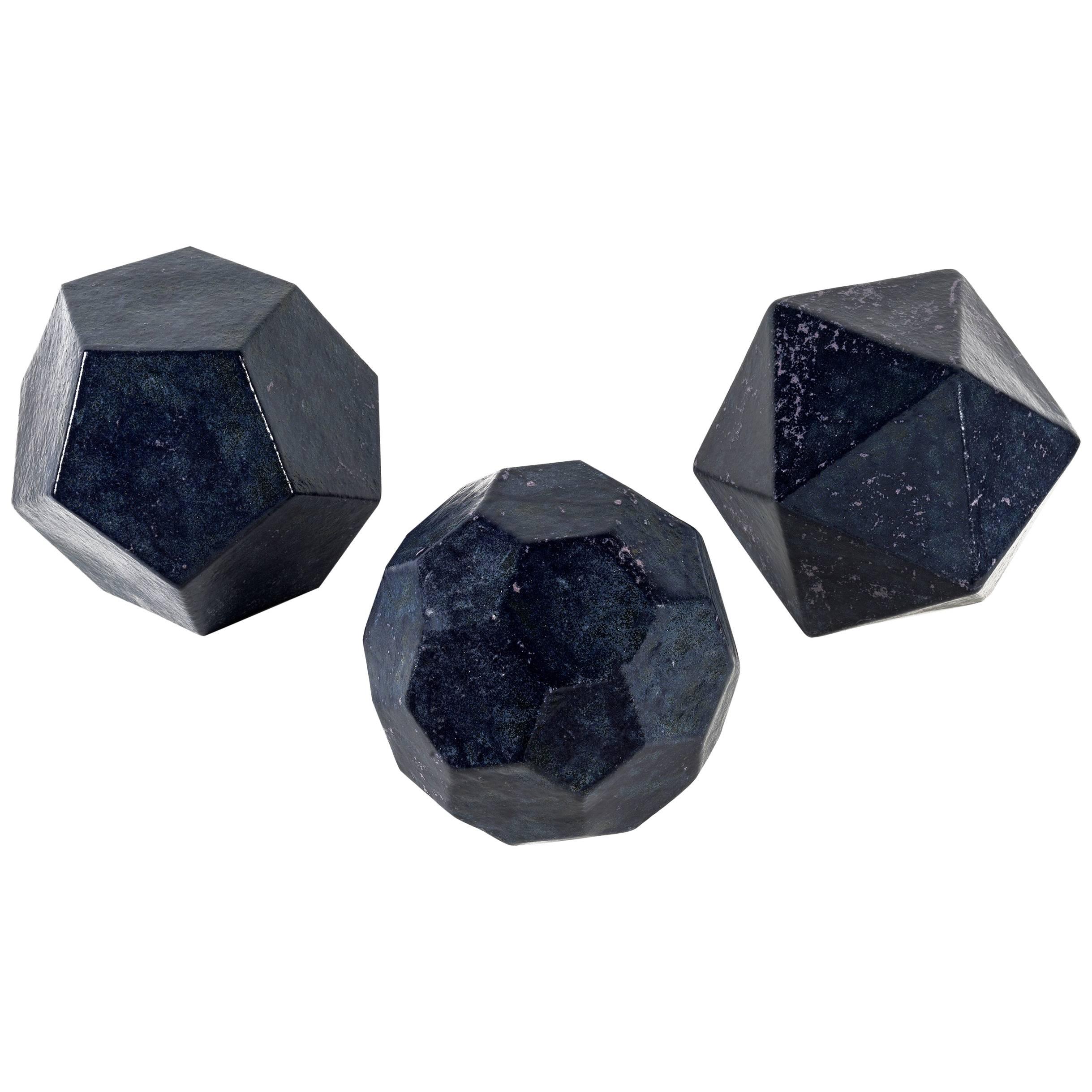 Cesare de Vita, Ceramic Triptych "Dodecahedron, Fullerene and Icosahedron" For Sale