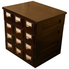 Used 12 Drawer Oak Card Index Filing Cabinet, Wine Rack