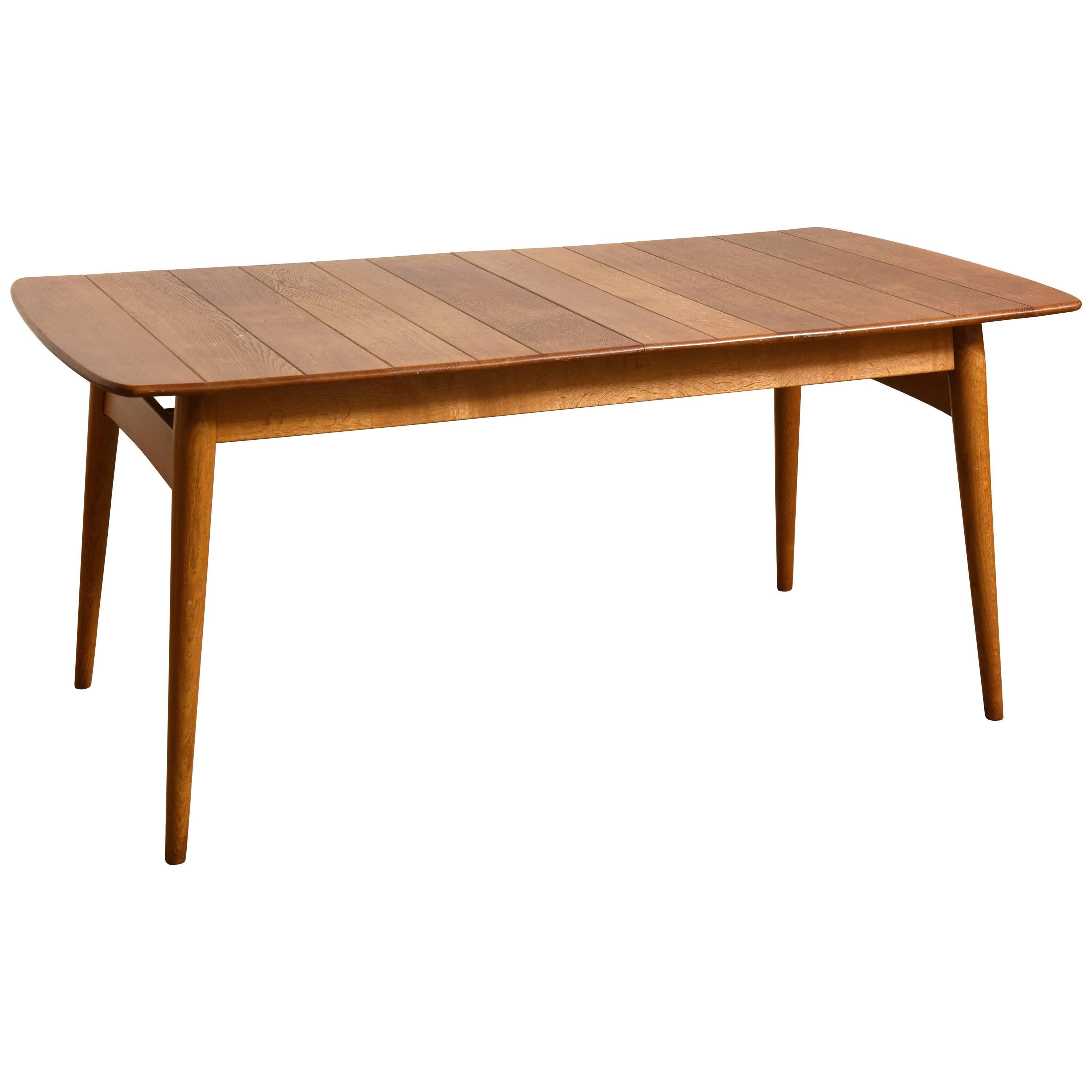 Hand-Crafted Elegant Rare Rectangular Solid Teak Dining Table, Denmark 1950s