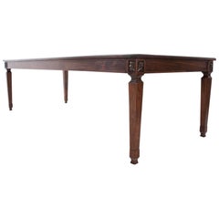 French Louis XVI Style Walnut Dining Table Made at Fireside