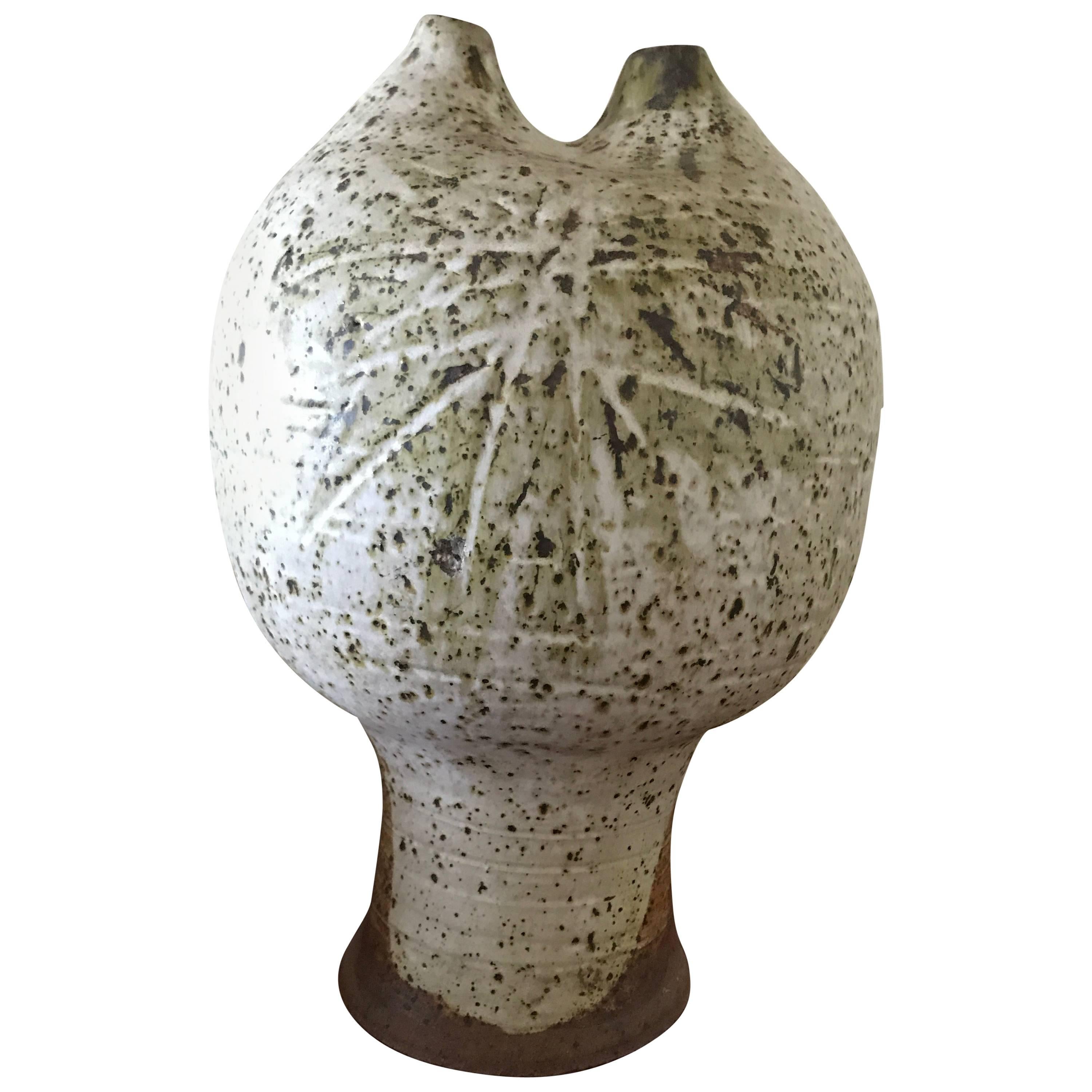 Early Large Robert Arneson Weedpot / Double Spout Vase Bay Area Ceramic Artist For Sale