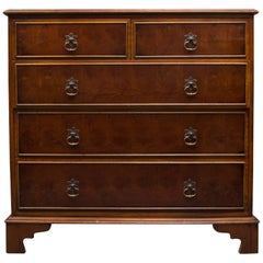 19th Century English Walnut Oyster Veneer Chest of Drawers