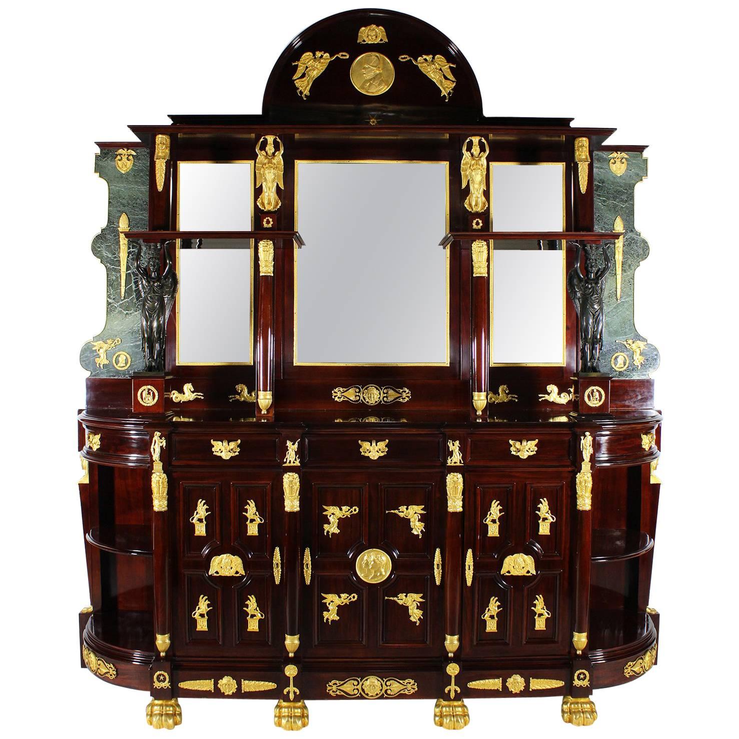 Napoleon III Empire Revival Mahogany Gilt and Patinated Bronze Credenza Buffet For Sale