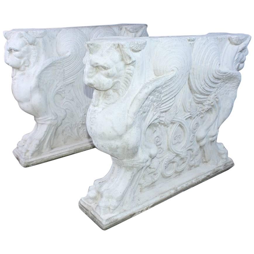 Pair of Italian Neoclassical Style Griffons Table Pedestals For Sale
