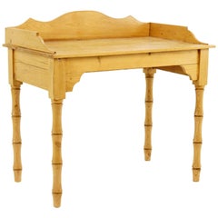 English Pine Console Or Side Table with Decorative Faux Bamboo Leg's. Great Size