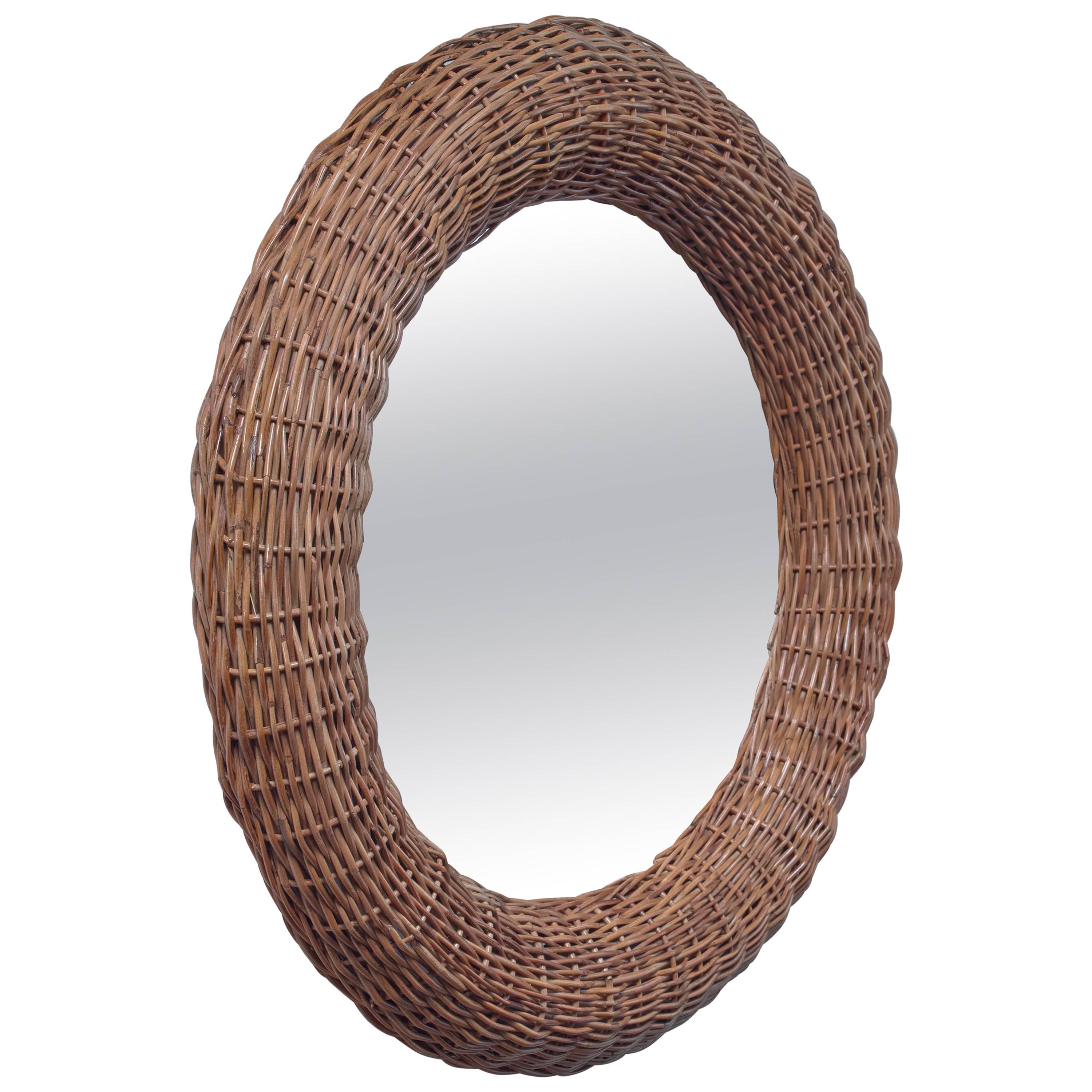 Bonacina Round Rattan Mirror Italy 1950s For At 1stdibs