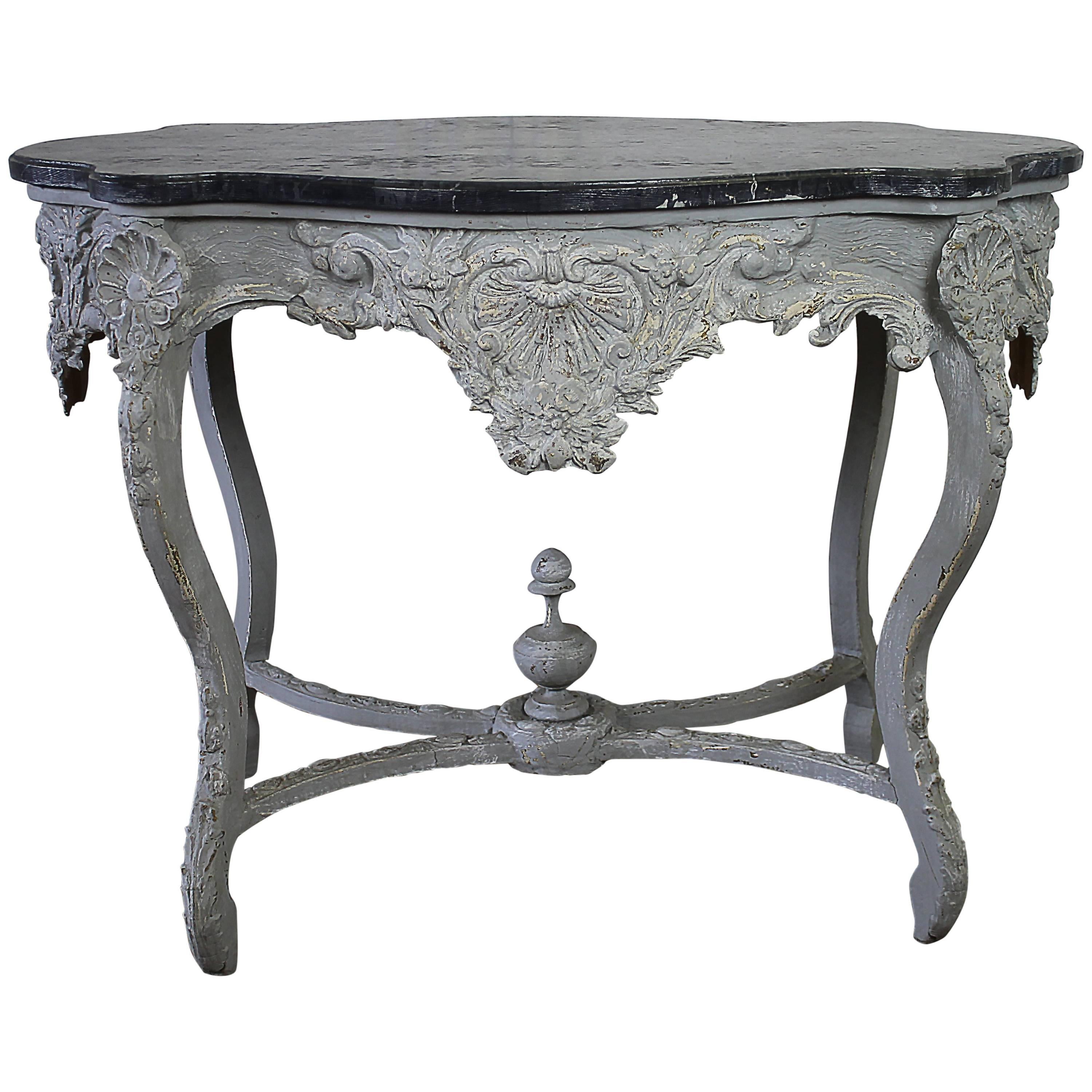 19th Century Painted and Carved French Center Table