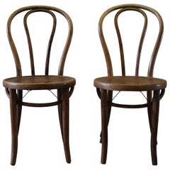 Pair of Vintage Bentwood Chairs with Embossed Wood Seat