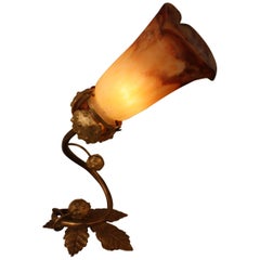 French Bronze and Art Glass Table Lamp by Muller Freres