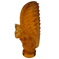 French Art Deco Rene Lalique Yellow Glass Squirrel Cachet- 1930s