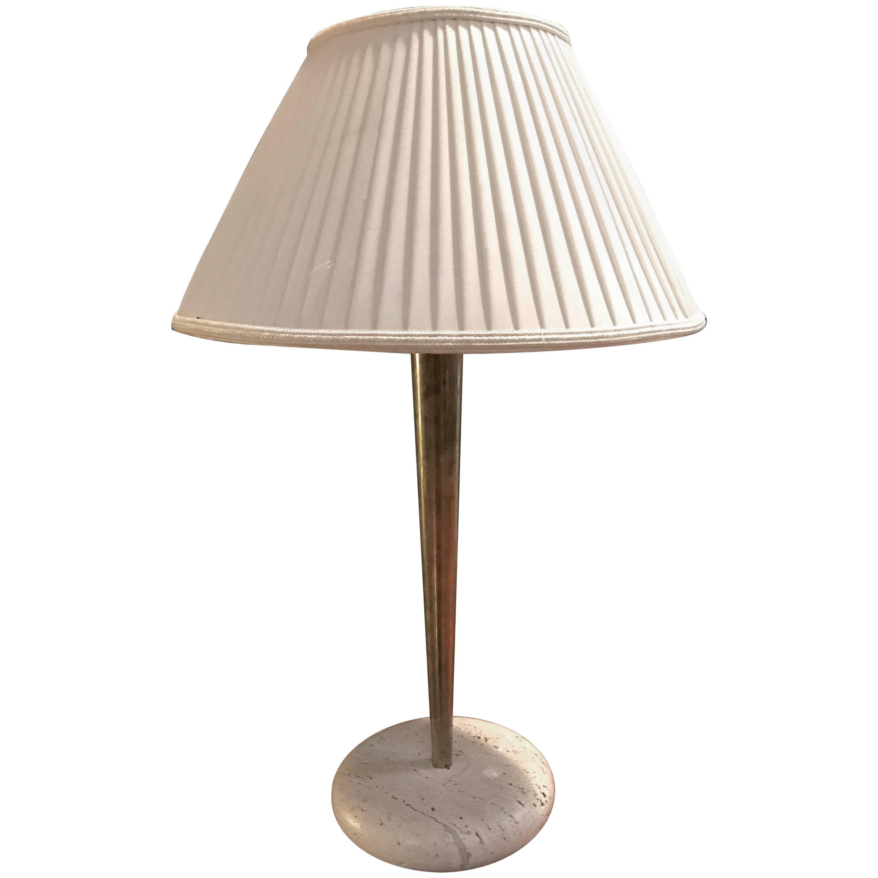 Table Lamp in Brass with Stone Base