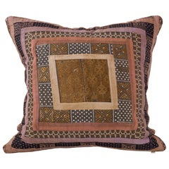 Concentric Square Embroidery Pillow, Bronze Gold Mauve Black